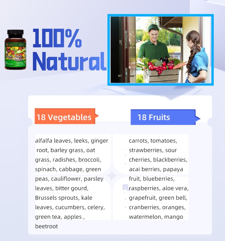 Aegabe Super Fruits and Veggies，Fruits and Veggies Supplement，Help Improve constipate, Gut & Digestive Health